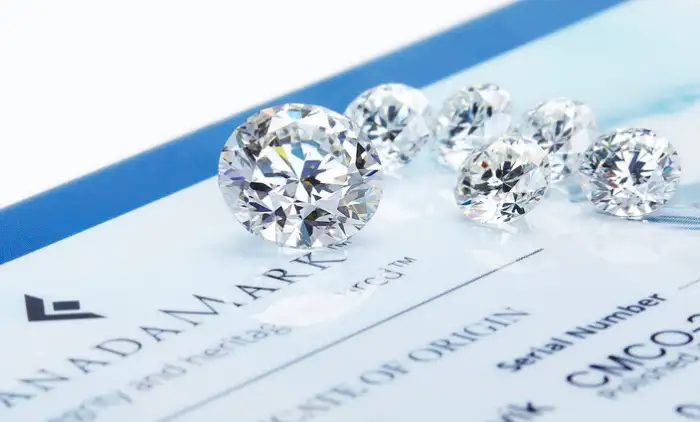 Diamants éthiques, fournis avec un certificat